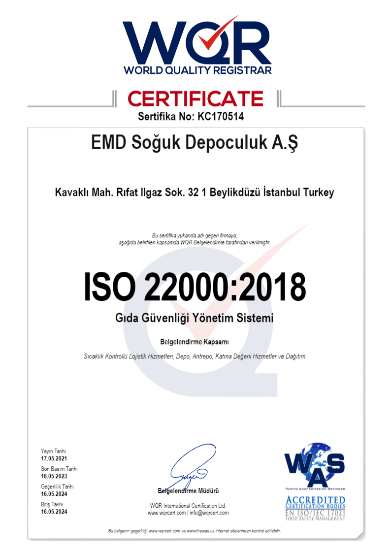 ISO 22000 Gıda Güvenliği Sertifikası